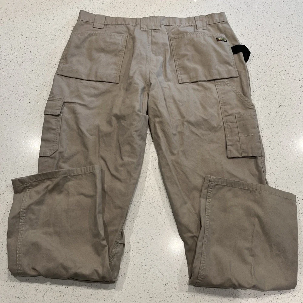 Blaklader Carpenter Pants Mens 42x32 Beige Canvas Workwear Utility Pockets Knee